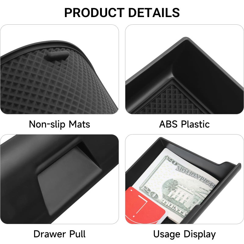 Hellet Center Console Organizer Storage Drawer Compatible with Toyota 2014-2020 2021 2022 2023 2024 4Runner Interior Accessories 2-piece Set Storage Box Insert Organizer Tray - Image 5